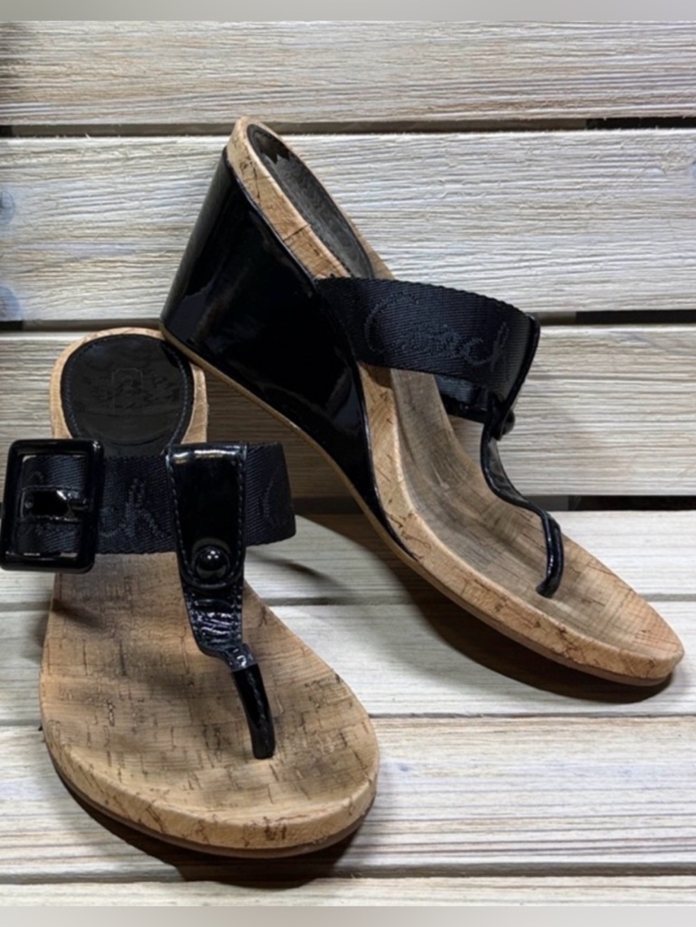 Coach Bernadette Wedge Sandals with Cork Footbed Size 7 1/2B